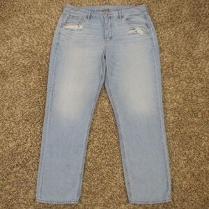 American Eagle Jeans Women's 12 Light Wash Tomgirl Straight Button Fly Denim